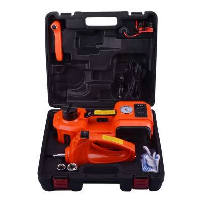 Multi-functional electric hydraulic car floor jack with electric wrench